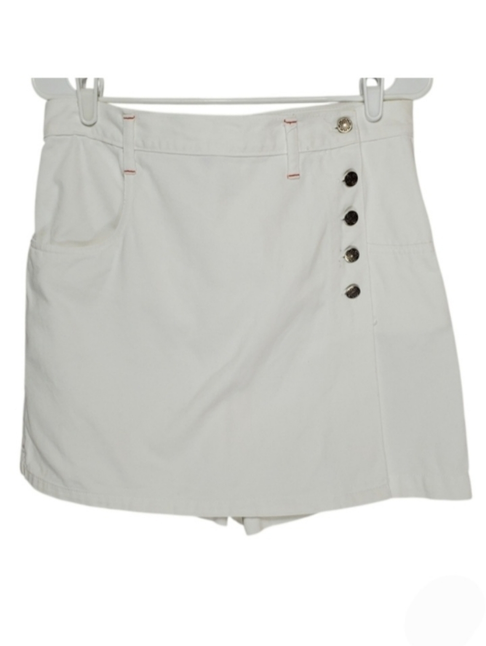 7127 * No Boundaries Vintage Y2K Side Button Denim Skort White Size 9/10
